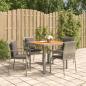 Preview: ARDEBO.de - 5-tlg. Garten-Essgruppe mit Kissen Grau Poly Rattan