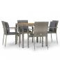 Preview: 5-tlg. Garten-Essgruppe mit Kissen Grau Poly Rattan