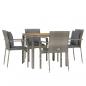 Preview: 5-tlg. Garten-Essgruppe mit Kissen Grau Poly Rattan