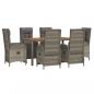Preview: 7-tlg. Garten-Essgruppe mit Kissen Grau Poly Rattan