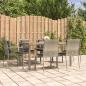 Preview: ARDEBO.de - 7-tlg. Garten-Essgruppe mit Kissen Grau Poly Rattan