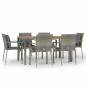 Preview: 7-tlg. Garten-Essgruppe mit Kissen Grau Poly Rattan