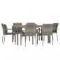 Preview: 7-tlg. Garten-Essgruppe mit Kissen Grau Poly Rattan
