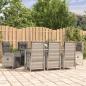 Preview: ARDEBO.de - 9-tlg. Garten-Essgruppe mit Kissen Grau Poly Rattan