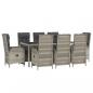 Preview: 9-tlg. Garten-Essgruppe mit Kissen Grau Poly Rattan