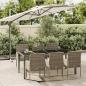Preview: ARDEBO.de - 7-tlg. Garten-Essgruppe mit Kissen Grau Poly Rattan