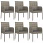 Preview: 7-tlg. Garten-Essgruppe mit Kissen Grau Poly Rattan