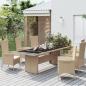 Preview: ARDEBO.de - Gartentisch mit Glasplatte Beige Poly Rattan & Hartglas