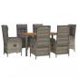 Preview: 7-tlg. Garten-Essgruppe mit Kissen Grau Poly Rattan