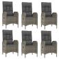 Preview: 7-tlg. Garten-Essgruppe mit Kissen Grau Poly Rattan