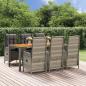 Preview: ARDEBO.de - 7-tlg. Garten-Essgruppe mit Kissen Grau Poly Rattan