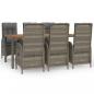 Preview: 7-tlg. Garten-Essgruppe mit Kissen Grau Poly Rattan