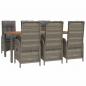 Preview: 7-tlg. Garten-Essgruppe mit Kissen Grau Poly Rattan