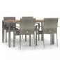Preview: 5-tlg. Garten-Essgruppe mit Kissen Grau Poly Rattan