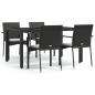 Preview: 5-tlg. Garten-Essgruppe mit Kissen Schwarz Poly Rattan