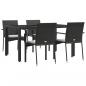Preview: 5-tlg. Garten-Essgruppe mit Kissen Schwarz Poly Rattan