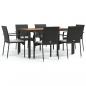Preview: 7-tlg. Garten-Essgruppe mit Kissen Schwarz Poly Rattan