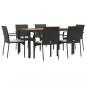 Preview: 7-tlg. Garten-Essgruppe mit Kissen Schwarz Poly Rattan