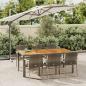 Preview: ARDEBO.de - 7-tlg. Garten-Essgruppe mit Kissen Grau Poly Rattan