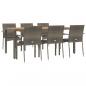 Preview: 7-tlg. Garten-Essgruppe mit Kissen Grau Poly Rattan