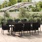 Preview: ARDEBO.de - 9-tlg. Garten-Essgruppe mit Kissen Schwarz Poly Rattan