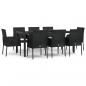 Preview: 9-tlg. Garten-Essgruppe mit Kissen Schwarz Poly Rattan