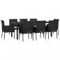 Preview: 9-tlg. Garten-Essgruppe mit Kissen Schwarz Poly Rattan