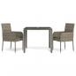 Preview: 3-tlg. Garten-Essgruppe mit Kissen Grau Poly Rattan