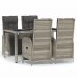 Preview: 5-tlg. Garten-Essgruppe mit Kissen Grau Poly Rattan