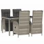 Preview: 5-tlg. Garten-Essgruppe mit Kissen Grau Poly Rattan