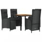 Preview: 5-tlg. Garten-Essgruppe mit Kissen Schwarz Poly Rattan
