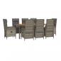 Preview: 9-tlg. Garten-Essgruppe mit Kissen Grau Poly Rattan