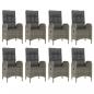 Preview: 9-tlg. Garten-Essgruppe mit Kissen Grau Poly Rattan