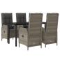 Preview: ARDEBO.de - 5-tlg. Garten-Essgruppe mit Kissen Schwarz und Grau Poly Rattan