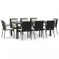 Preview: 9-tlg. Garten-Essgruppe mit Kissen Schwarz Poly Rattan