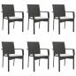 Preview: 7-tlg. Garten-Essgruppe mit Kissen Schwarz Poly Rattan
