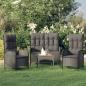 Preview: ARDEBO.de - 3-tlg. Garten-Essgruppe mit Kissen Schwarz Poly Rattan