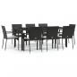 Preview: 9-tlg. Garten-Essgruppe mit Kissen Schwarz Poly Rattan