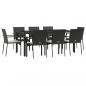 Preview: 9-tlg. Garten-Essgruppe mit Kissen Schwarz Poly Rattan