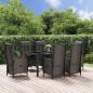 Preview: ARDEBO.de - 7-tlg. Garten-Essgruppe mit Kissen Schwarz und Grau Poly Rattan