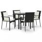 Preview: 5-tlg. Garten-Essgruppe mit Kissen Schwarz Poly Rattan