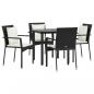 Preview: 5-tlg. Garten-Essgruppe mit Kissen Schwarz Poly Rattan