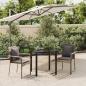 Preview: ARDEBO.de - 3-tlg. Garten-Essgruppe mit Kissen Schwarz und Grau Poly Rattan