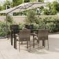 Preview: ARDEBO.de - 5-tlg. Garten-Essgruppe mit Kissen Schwarz und Grau Poly Rattan