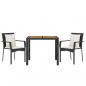 Preview: 3-tlg. Garten-Essgruppe mit Kissen Schwarz Poly Rattan