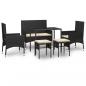 Preview: 6-tlg. Garten-Lounge-Set mit Kissen Schwarz Poly Rattan