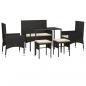Preview: 6-tlg. Garten-Lounge-Set mit Kissen Schwarz Poly Rattan