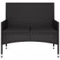 Preview: Gartenbank 2-Sitzer mit Kissen Schwarz Poly Rattan