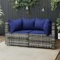 Preview: ARDEBO.de - Garten-Ecksofas mit Kissen 2 Stk. Grau Poly Rattan