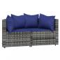 Preview: Garten-Ecksofas mit Kissen 2 Stk. Grau Poly Rattan